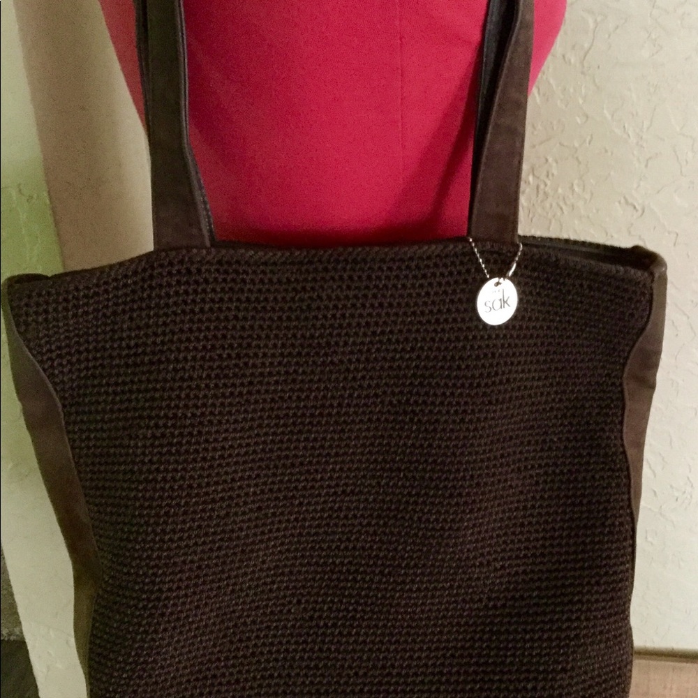 The Sak crocheted suede purse tote